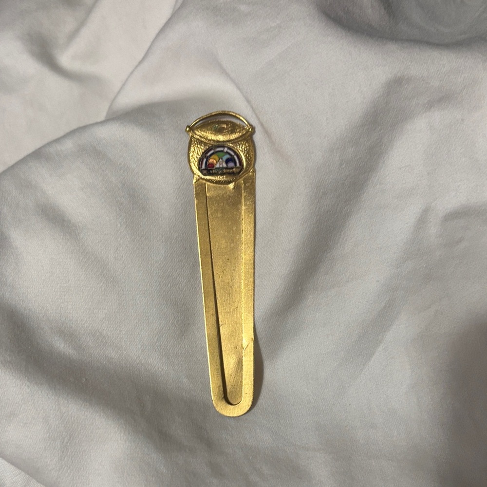 Vintage Gold Bookmark with Enamel Accent